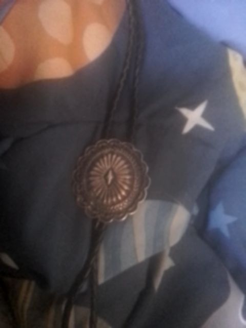 Large vintage sterling silver  NA concho bolo