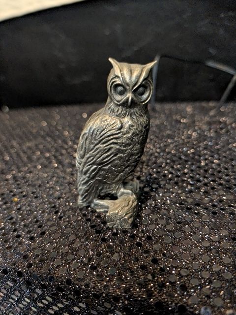 Vintage Hudson Fine Pewter Bird Collectable: Great Horned Owl