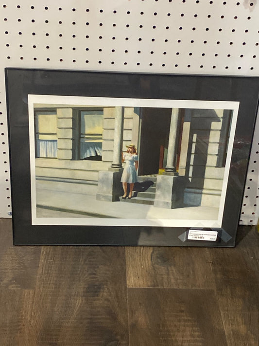 #87 SUMMERTIME BY EDWARD HOPPER GLASS FRAMED AS-IS
