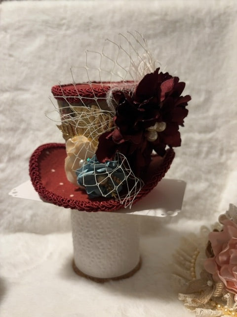 Burgundy MysticalCreationsByMaira Floral mini top hat