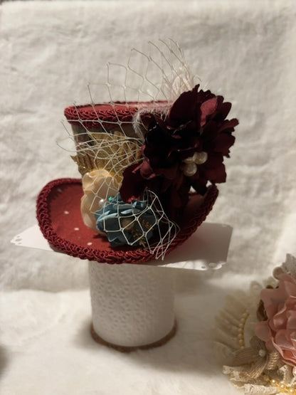 Burgundy MysticalCreationsByMaira Floral mini top hat