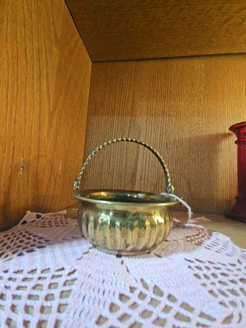 Vintage Brass  basket bowl