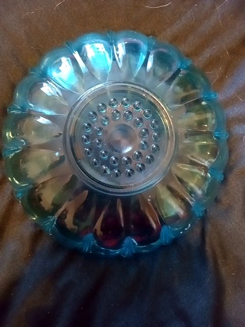 Turquoise  Hazel-Atlas Capri: glass bowl