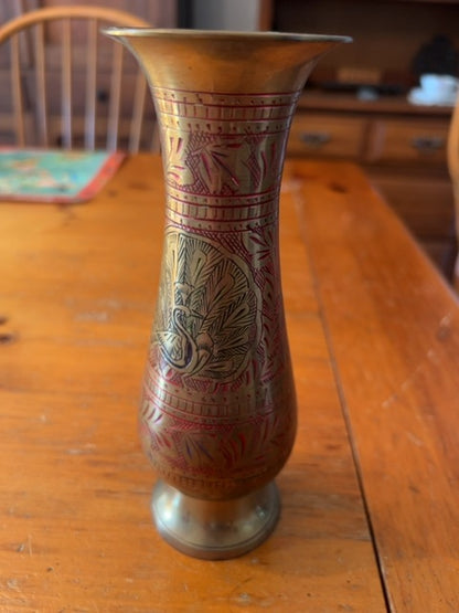 Vintage India Brass Bud Vase - 7.5"