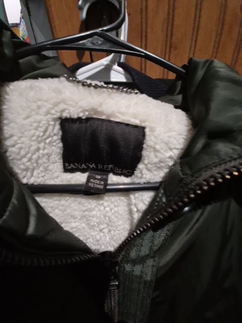 Olive Green Banana Republic Faux fur hooded Jacker, S