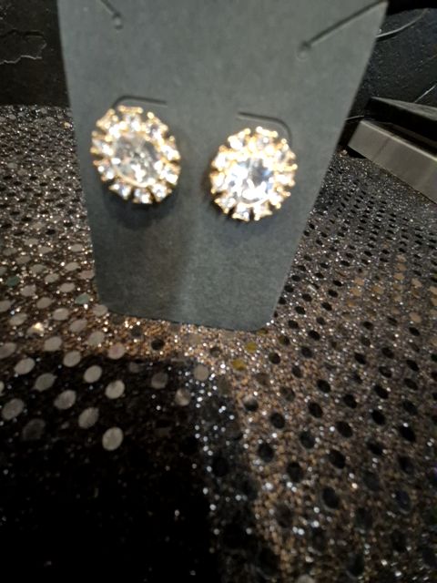 Gold tone  Round Rhinestone Earrings