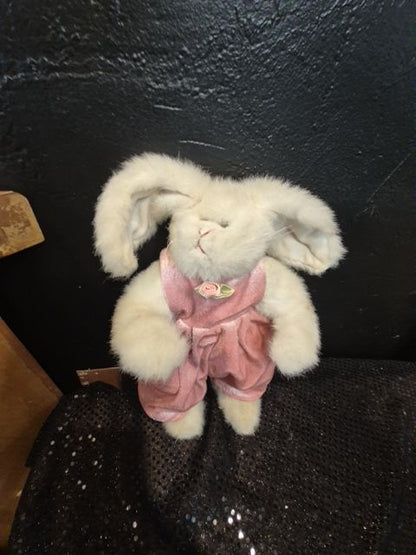 White Ty Attic Treasures Plush Bunny Sara in Rose Velvet, 11.5"