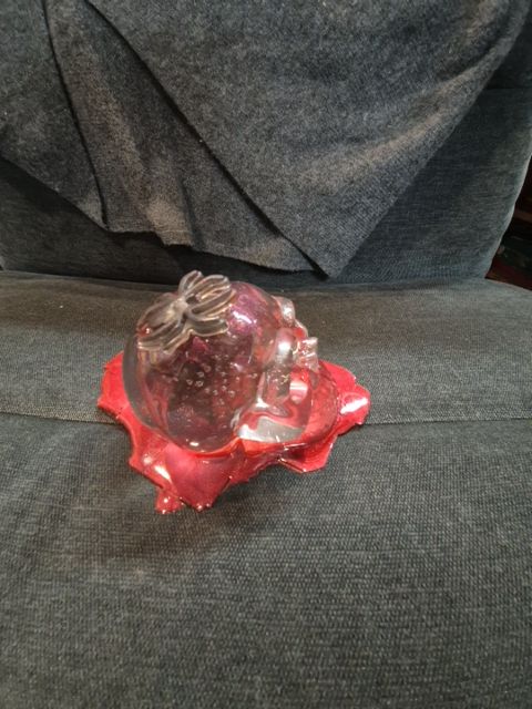 Clear Hand Made Resin Skull w/Spider & Blood, 4" × 6" × 4"