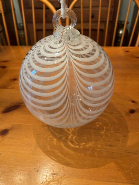 8.5” glass Baubel ball. White design.
