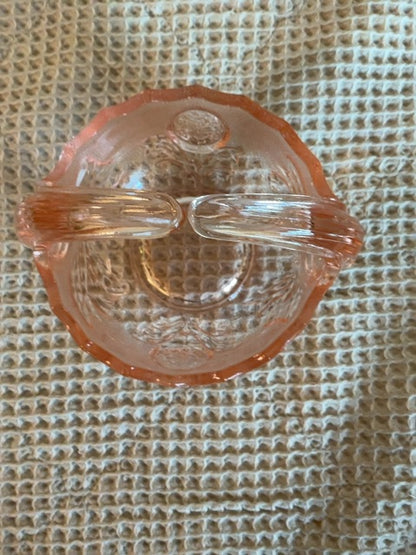 pink Imperial Imperial pink glass basket, 4.75”