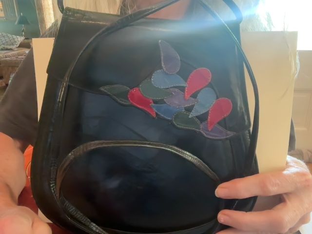 Black Stuart Weitzman Vintage Designer Leather Bag, 9 1/4 x 9