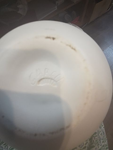 Small Whiteware Pottery with Bear Applique Signed Garcia