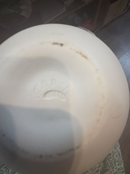 Small Whiteware Pottery with Bear Applique Signed Garcia