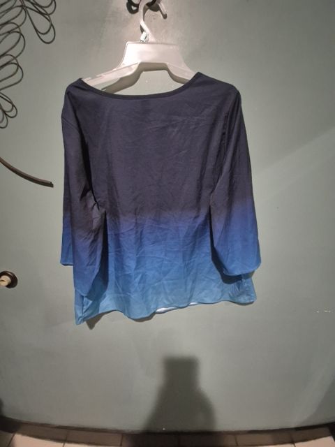 Blue Emery Rose 3/4 Sleeve Shirt, 1XL