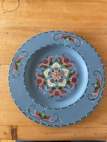 Vintage blue rosemaling plate