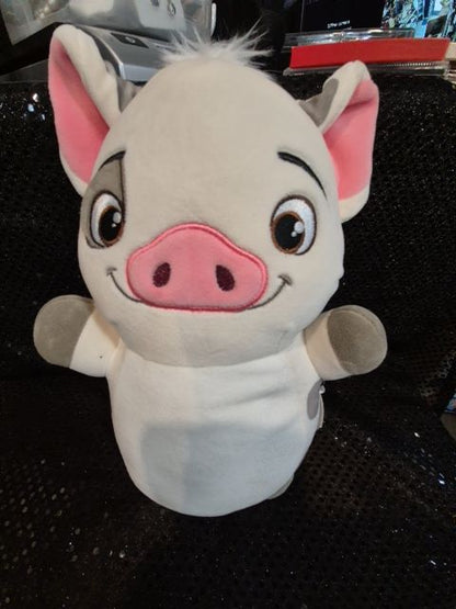White w/Grey & Pink Disney Moana "Pua" Plushie, 7.5" × 11"