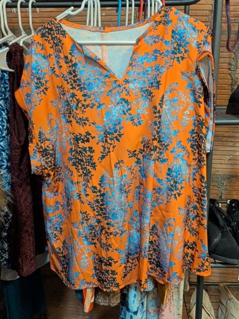 Orange & Blue pattern Top