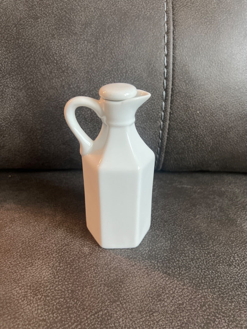 vintage XCell white milk glass porcelain hexagonal vinegar or