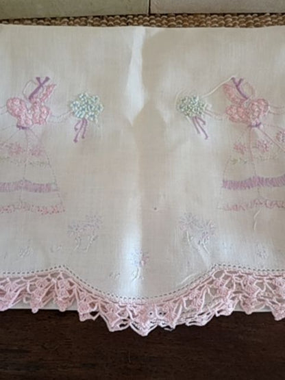 Antique runner pink dress, 36" x 16"