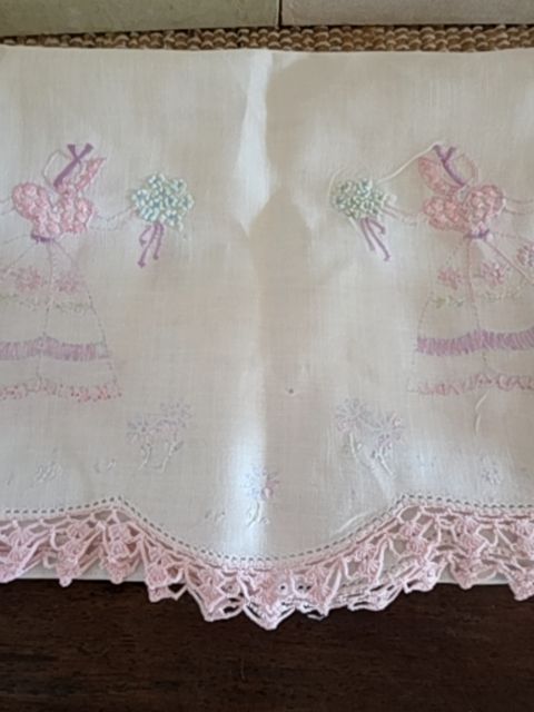 Antique runner pink dress, 36" x 16"