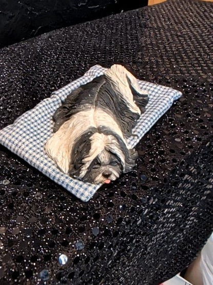 Sandicast Lil’ Snoozer - Shih-txu Gray S76 Made In USA Includes Bed