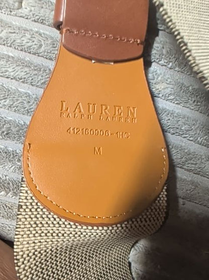 Tan Lauren Ralph Lauren Wide Woven Fashion Belt, M