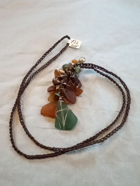 Brown  Wrapped glass pendant necklace
