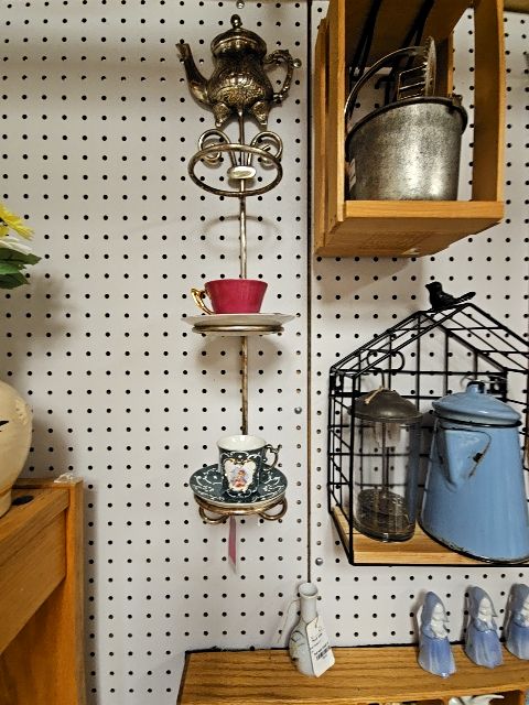 Vintage Teapot Wall Hanging | Hanging Tea Decor | Made in India | Kitchen Accent | Cup Holder Rack | Shabby Chic Vintage Teapot Wall Hanging Tea Decor | Made in India | Kitchen Accent | Cup Holder Rack | Shabby Chic, Dimensions: Approx. 28” tall x 6” wide