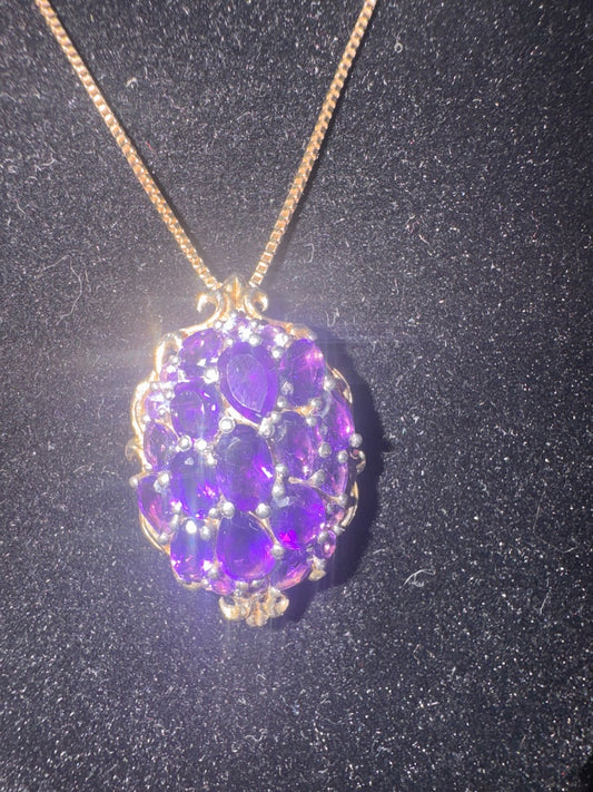 Amethyst pendant on sterling chain