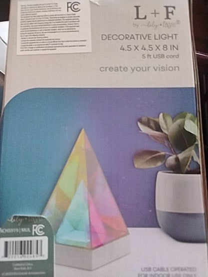 Turquoise/Multi L & F By Lily & Faye Triangle Luminosity Light, 4.5 X 4.5 X 8 in