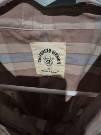 Brown Plaid Customized Version Designed By Dubinik Western Dress Shirt, XL