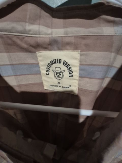 Brown Plaid Customized Version Designed By Dubinik Western Dress Shirt, XL