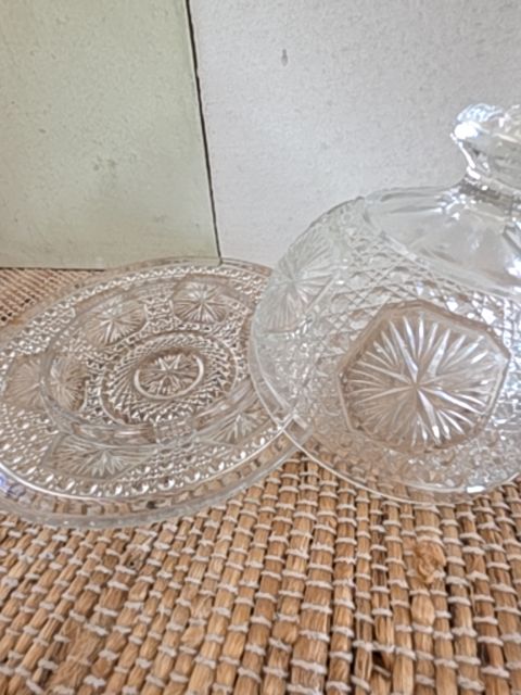 Vintage glass covered dish