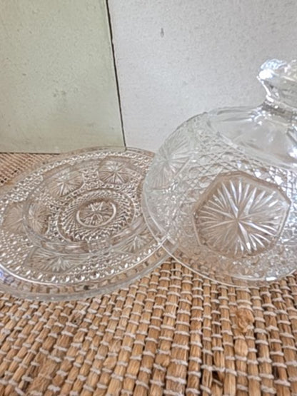 Vintage glass covered dish