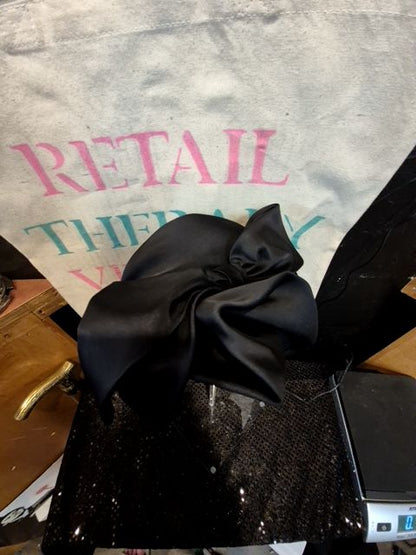 Black  Black Silk 50's Hat w/Silk Bow