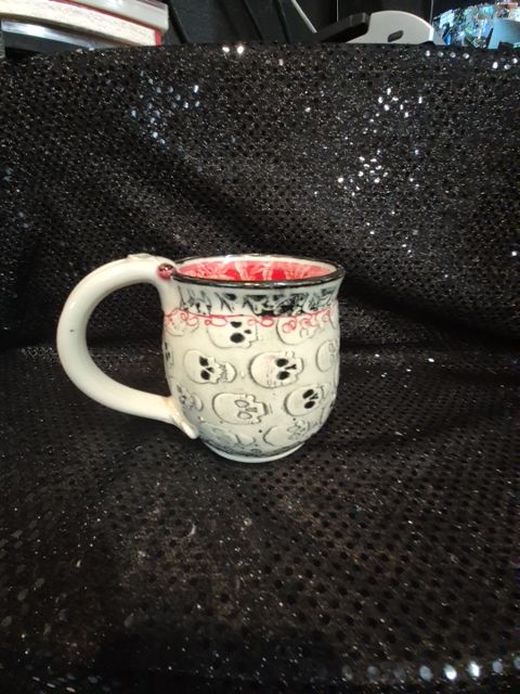 White  Skull Ceramic Mug, 4" × 4.5"