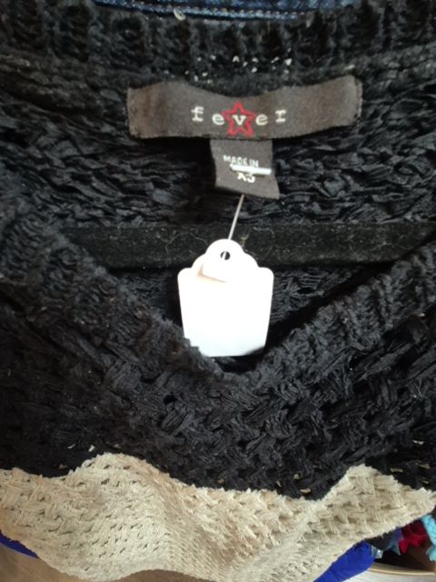 Black & Cream Fever Open Knit Sweater, XS