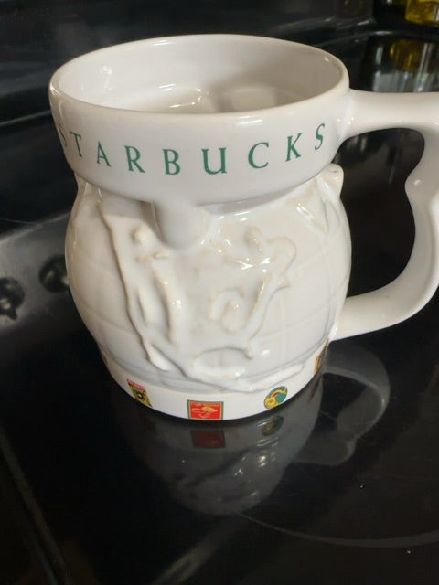 Starbucks Around the World Globe White Ceramic Chubby Travel Mug - NO LID