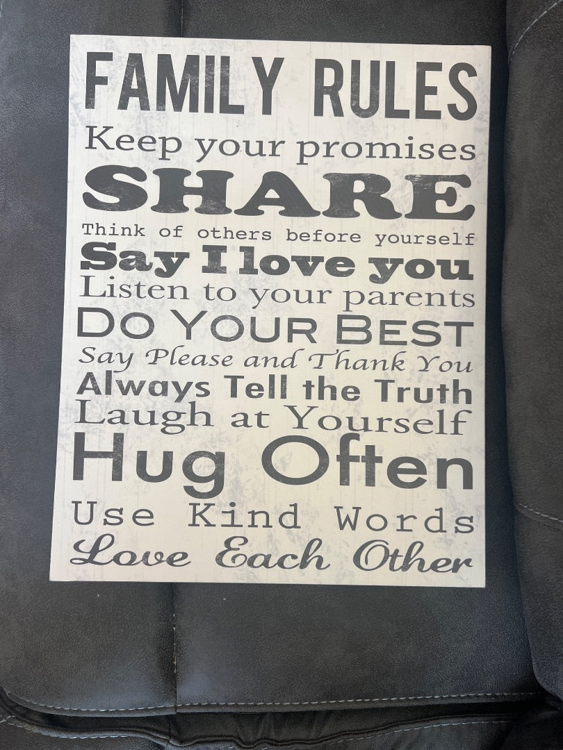 Family Rules wall hanging