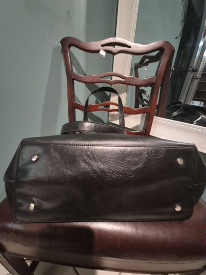 Black Kenneth Cole Faux Leather Register to Tote Laptop Bag, 15.5" × 5.5" × 14"