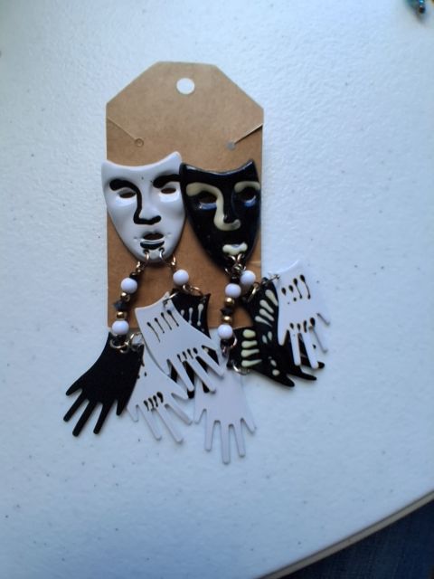 Black and white  Ear rings