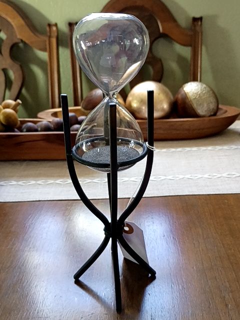 3" x 12" black metal stand 4" hour glass