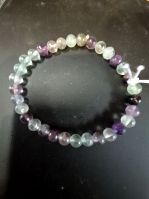 Purple Green Multi Handmade Fluorite Bracelet, 6 mm