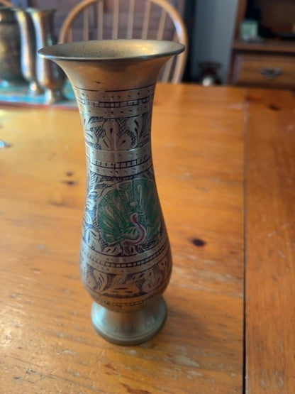 Vintage India Brass Bud Vase - 7.5"