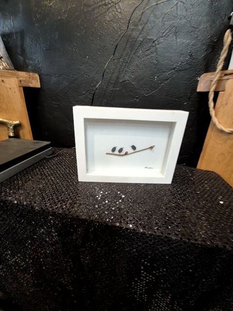 Hand crafted picture of birds on a branch