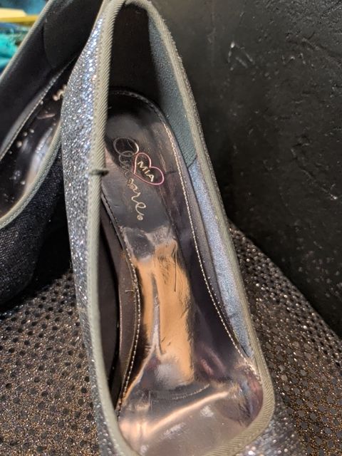 Mia Amore Silver Sparkly Wedge Heels 7 1/2