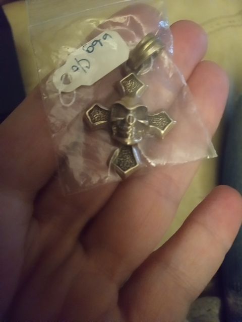 Sterling silver Cross skull pendant  Sterling silver Cross skull pendant
