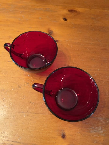 Vintage Ruby Red Glass cups