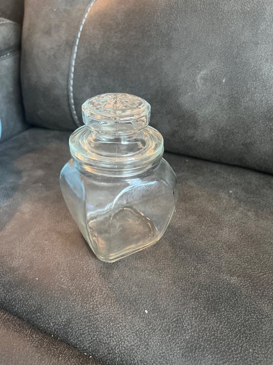Vintage square glass apothecary jar