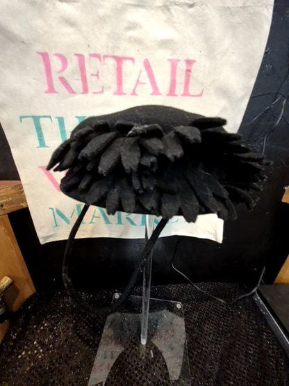 Black  Vintage 50s Hat: Black, S